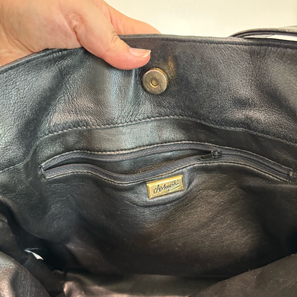 Ashneil vintage leather bucket bag purse woven black - Picture 3 of 10